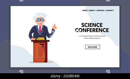 Science Conference Professor Talking Report Vector Illustration Stock Vector