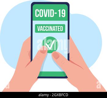 Mobile vaccination passport 2D vector isolated illustration Stock Vector
