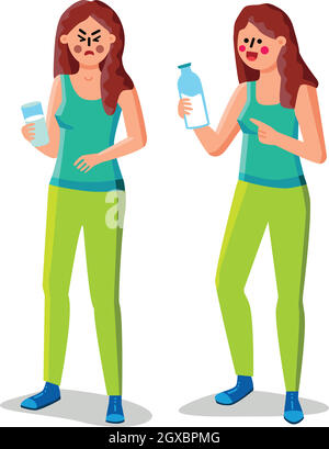 Lactose Intolerance Girl Hold Glass Of Milk Vector Stock Vector