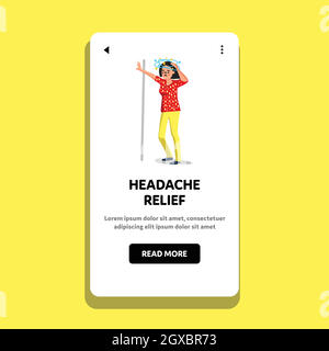 Headache Relief After Dizziness Sick Woman Vector Stock Vector