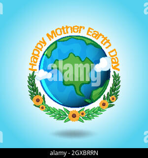 Happy mother earth day with earth and blue sky Stock Vector