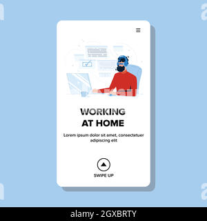 Working Home Freelancer Programmer Designer Vector Illustration Stock Vector