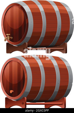 Wine Barrel on White Background Stock Vector