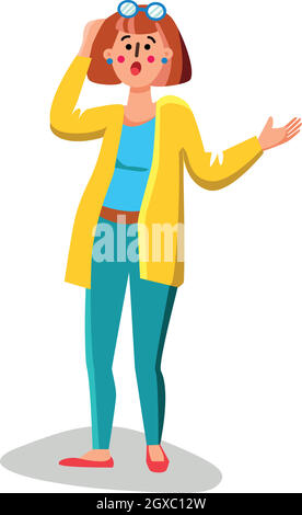 Scary Woman Hold Head Unexpected Situation Vector Stock Vector