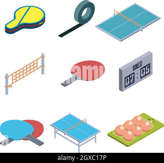 Table Tennis Game Equipment Collection Set Vector Stock Vector