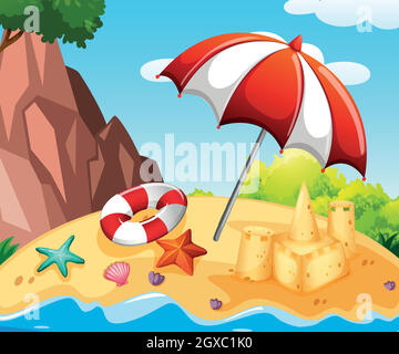 Beach Sandcastle- An Illustration of a Beach Sandcastle Stock Vector ...