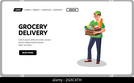 Grocery Delivery Service Food Online Order Vector Stock Vector