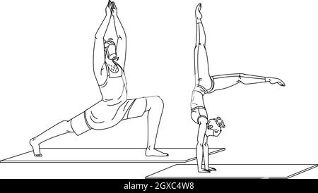 Young People In Sportswear Practicing Yoga Vector Stock Vector
