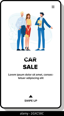 Car Sale Manager Help Couple Make Choice Vector Stock Vector