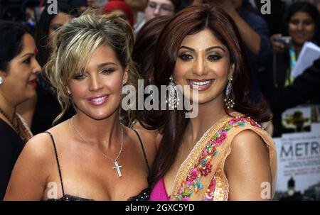 Danielle Lloyd and Shilpa Shetty arriving for the World Premiere of Life In A Metro at the Empire Cinema in Leicester Square, central London on May 8, 2007. Stock Photo