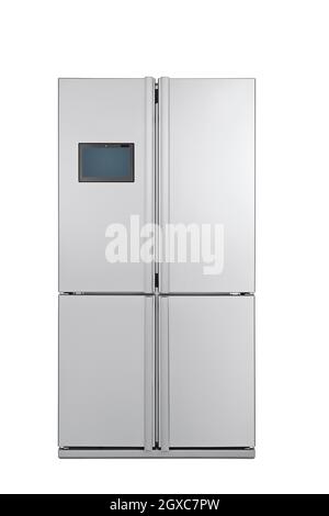 Chic double door fridge on white background Stock Photo