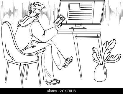 Voice Assistant Using Man On Smartphone Vector Stock Vector