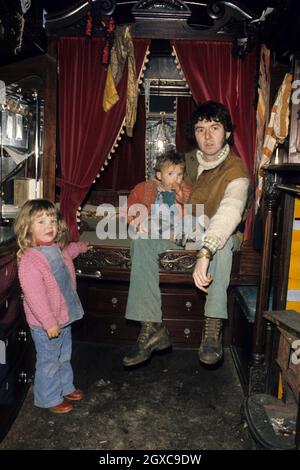 Briitish singer and songwiter, formerly of The Small Faces and The Faces, Ronnie Lane, on his farm in Wales. Stock Photo