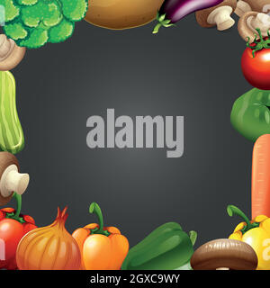 Border design with fresh vegetables Stock Vector