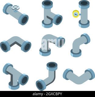 Pipe Tubes And Pipeline Collection Set Vector Stock Vector