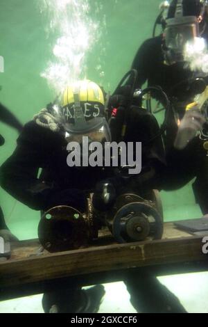 Prince Harry visits the Royal Navy's fleet diving squadron at Horsea Island in Portsmouth, where he carried out some underwater engineering on October 31, 2007. It was Harry's first official visit since becoming Commodore-in-Chief of small ships and diving. Stock Photo