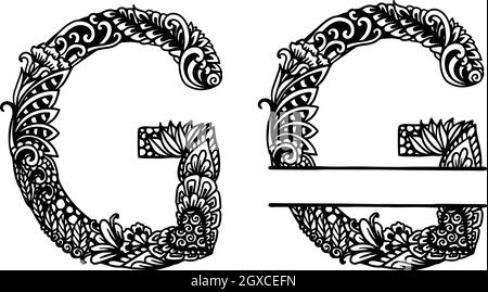 Hand drawn letter G for design element. Vector illustration Stock Vector