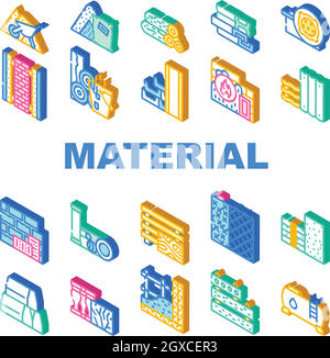 Building Material Collection Icons Set Vector Stock Vector