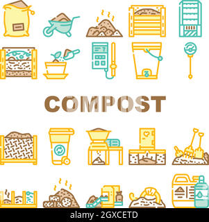 Compost Production Collection Icons Set Vector Stock Vector