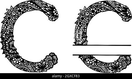 Hand drawn letter C for design element. Vector illustration Stock Vector