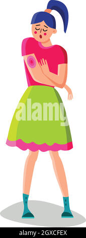 Young Woman With Rash On Hand Character Vector Stock Vector