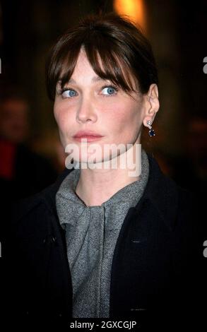 Carla Bruni-Sarkozy during a visit to Westminster Abbey in London where her husband Nicolas Sarkozy the President of France laid a wreath on the tomb of the unknown soldier during the first day of their state visit to the UK. Stock Photo