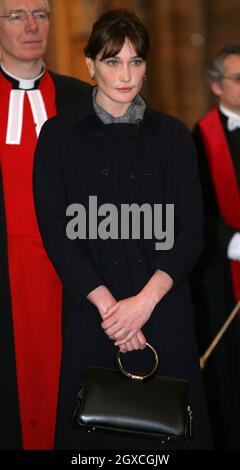 Carla Bruni-Sarkozy visits Westminster Abbey in London where her husband, President Nicolas Sarkozy, laid a wreath on the tomb of the unknown soldier during the first day of their state visit to the UK. Stock Photo