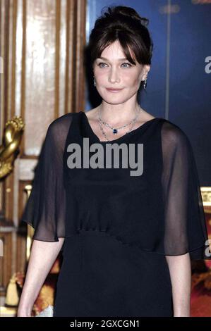 France's first lady Carla Bruni-Sarkozy arrives for a State Banquet at Windsor Castle during for a two day state visit to the UK. Stock Photo