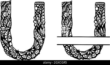 Letter U in the Gothic Style. Vector. Alphabet. the Symbol is Isolated on a  White Background. Calligraphy and Lettering Stock Vector - Illustration of  isolated, elegance: 235059877