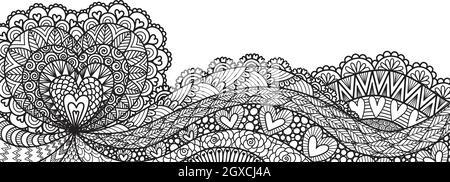 Line art design of heart shape for Velentines card, design element, wedding invitation, banner, coloring page and so on. Vector illustration with edit Stock Vector