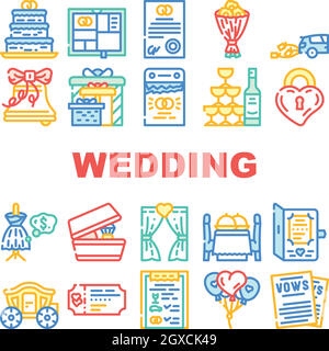 Wedding Day Accessory Collection Icons Set Vector Stock Vector