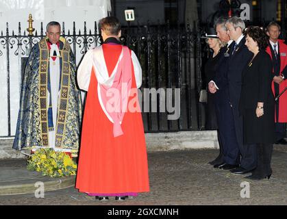 Camilla Duchess of Cornwall, Prince Charles, Prince of Wales, Australian Prime Minister Kevin Rudd and Therese Rein attend a memorial service for the victims of Bushfire in Victoria, Australia at Westminster Abbey Stock Photo