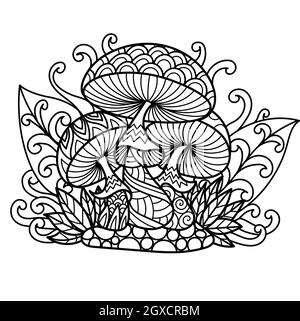 Mandala mushroom for coloring pages, printing on product, engraving, laser cut, paper cut and so on. Vector illustration. Stock Vector