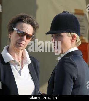 Princess Anne, the Princess Royal talks to Zara Phillips during the Gatcombe Horse Trials Three Day Event on September 20, 2009. Stock Photo