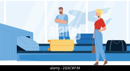 Airport Conveyor Equipment With Baggage Vector Illustration Stock Vector