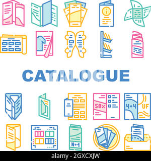 Catalog And Booklet Collection Icons Set Vector Stock Vector