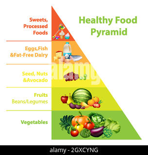 Healthy food pyramid chart Stock Vector