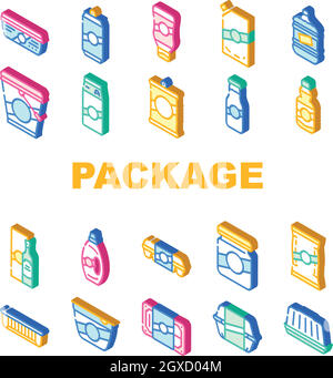 Package For Product Collection Icons Set Vector Stock Vector