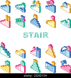 Stair And Achievement Collection Icons Set Vector Stock Vector