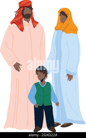 Arab Family People Father, Mother And Son Vector Stock Vector