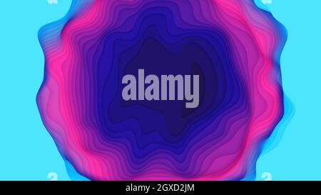 Violet to blue paper layers. 3D abstract gradient papercut. Colorful origami shape concept Stock Vector