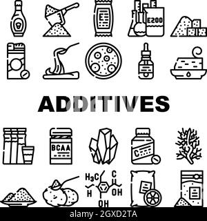 Food Additives Formula Collection Icons Set Vector Stock Vector
