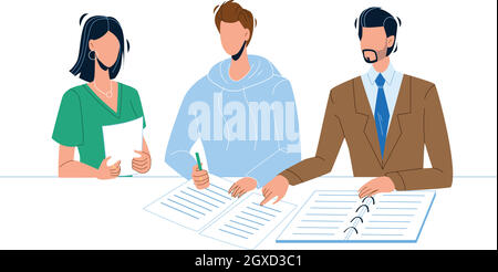 Man Signing Notary Document by Signature Vector Stock Vector