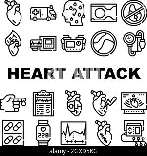 Heart Attack Disease Collection Icons Set Vector. Heart Human Organ And ...