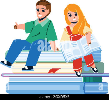 Cartoon kids studying in the library Stock Vector Image & Art - Alamy