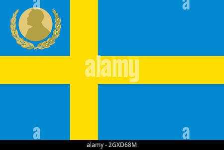 Swedish flag with Nobel prize fantasy symbol, Sweden, vector illustration Stock Vector