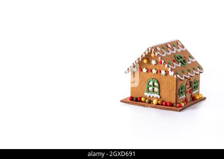 Christmas gingerbread house isolated on white background Stock Photo