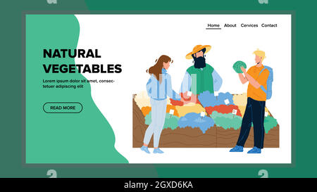 Natural Vegetables Selling Farmer Seller Vector flat Stock Vector