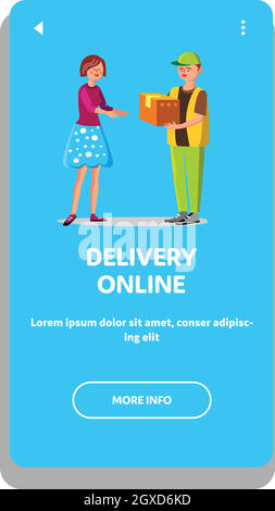 Delivery Online Service Courier And Client Vector Stock Vector