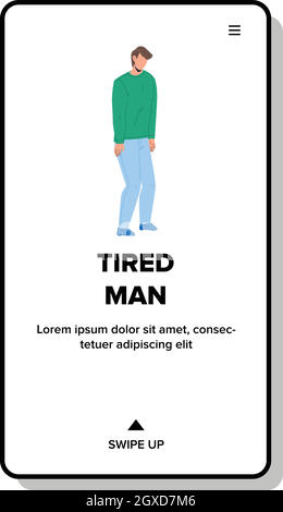 Tired Man Having Stressful Time Working Vector Stock Vector